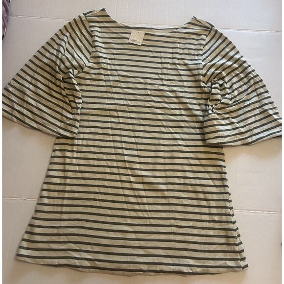 Free People Charlie Mini Dress Striped Seaweed Khaki Oversized Size Small NWT - Picture 2 of 15